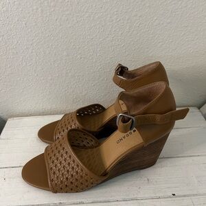 Lucky Brand Brown Woven Wedge Sandals